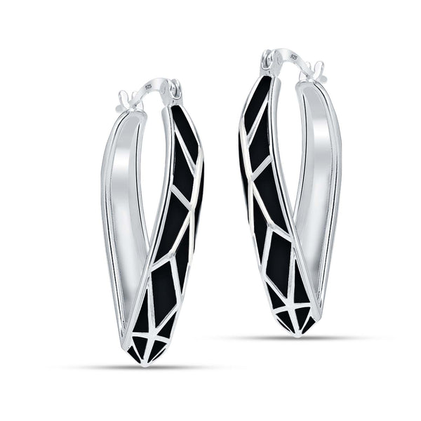 925 Sterling Silver Oval Twisted Hoop Earrings for Women