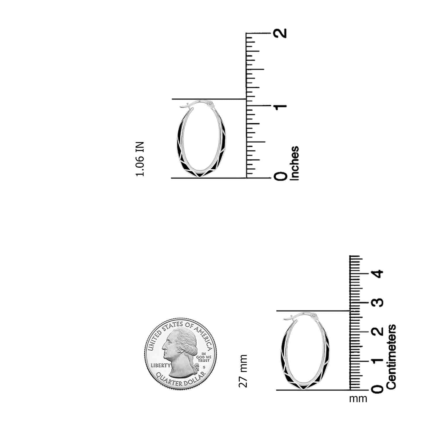 925 Sterling Silver Oval Twisted Hoop Earrings for Women