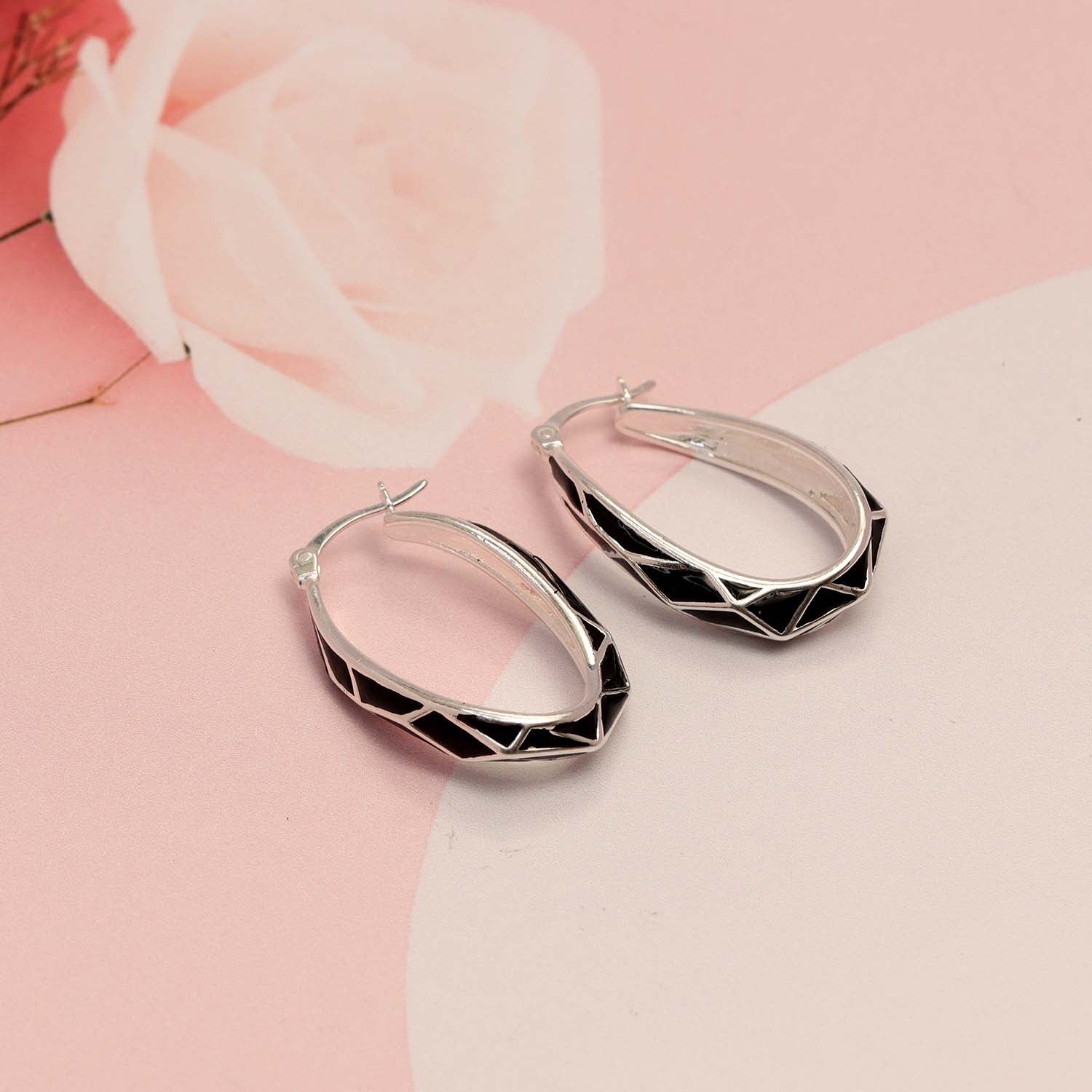 925 Sterling Silver Oval Twisted Hoop Earrings for Women