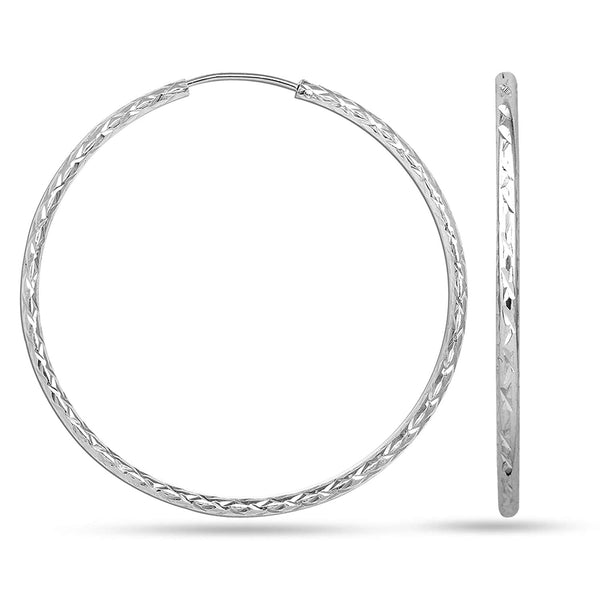 925 Sterling Silver Diamond Cut Big Hoop Earrings for Women