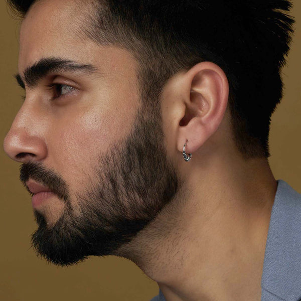 925 Sterling Silver Hoop Cartilage Earrings for Men