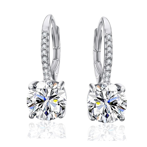 925 Sterling Silver Cubic Zirconia Drop Dangle Leverback Earrings for Women and Girls