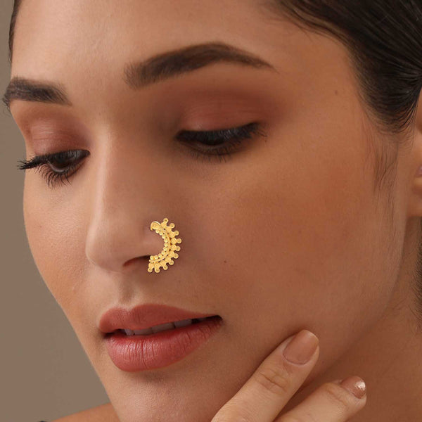 925 Sterling Silver Gold Plated Intricate Nosepin for Women