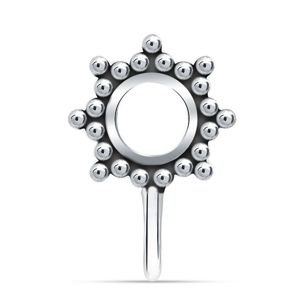 925 Sterling Silver Tribal Flora Clip-On Nose Pin for Women