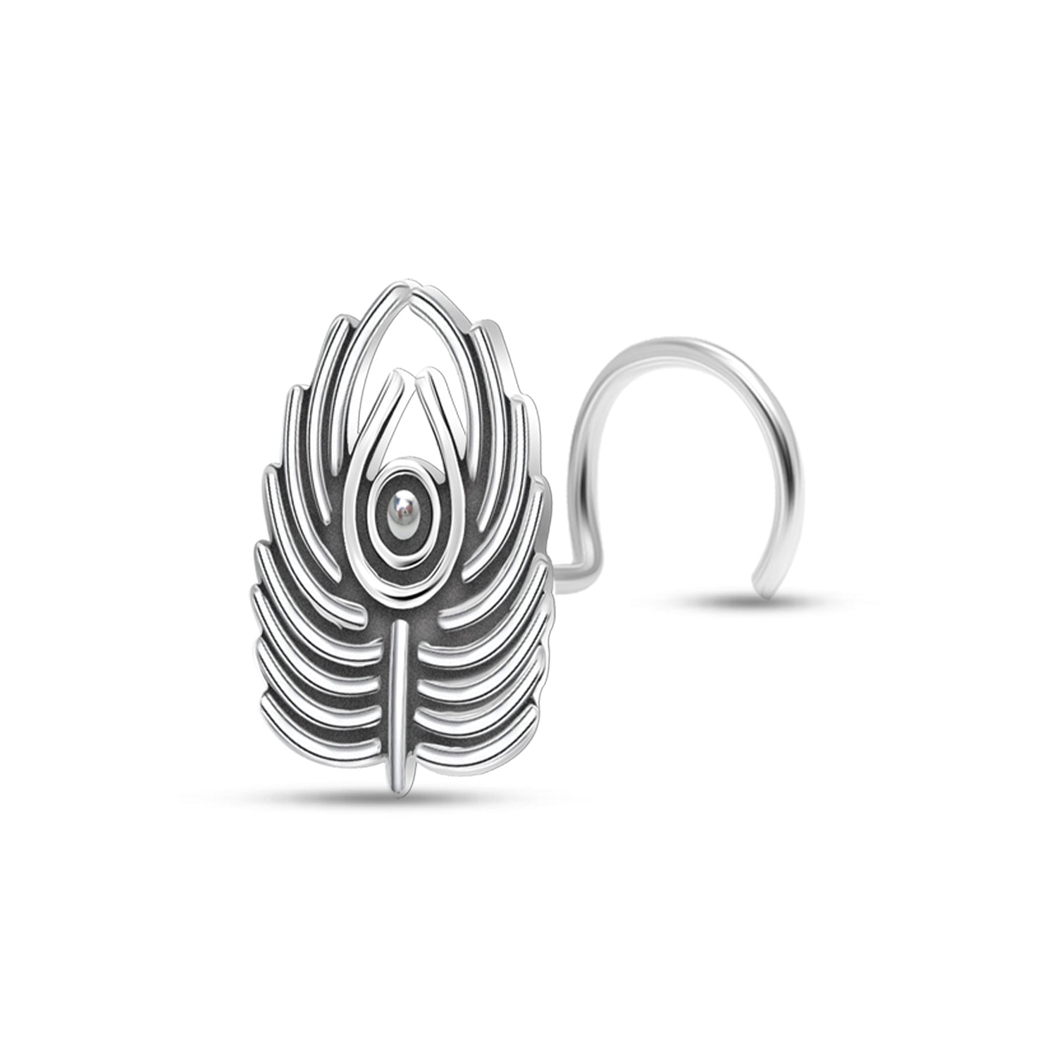 925 Sterling Silver Antique Peacock Feather Nose Pin for Women