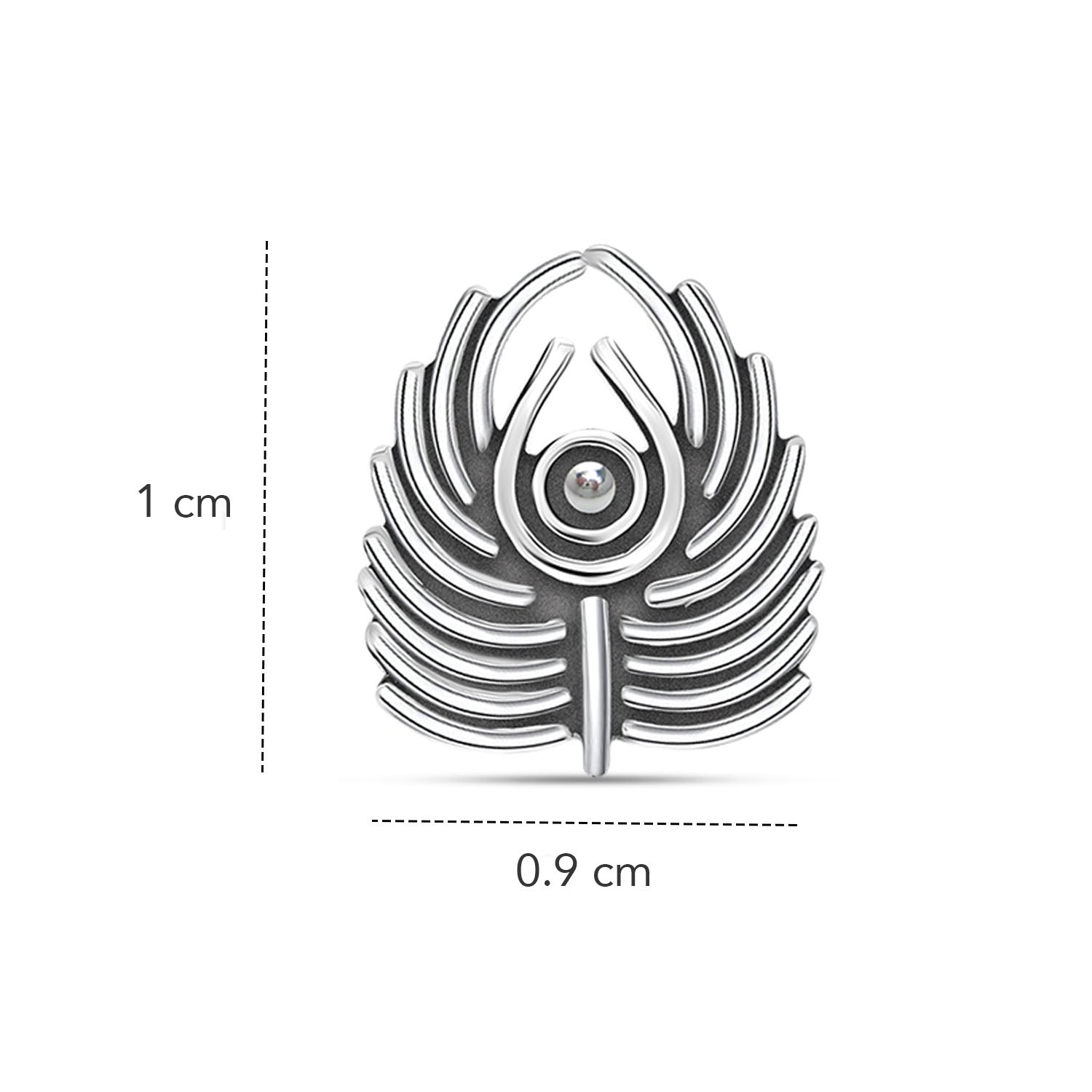 925 Sterling Silver Antique Peacock Feather Nose Pin for Women