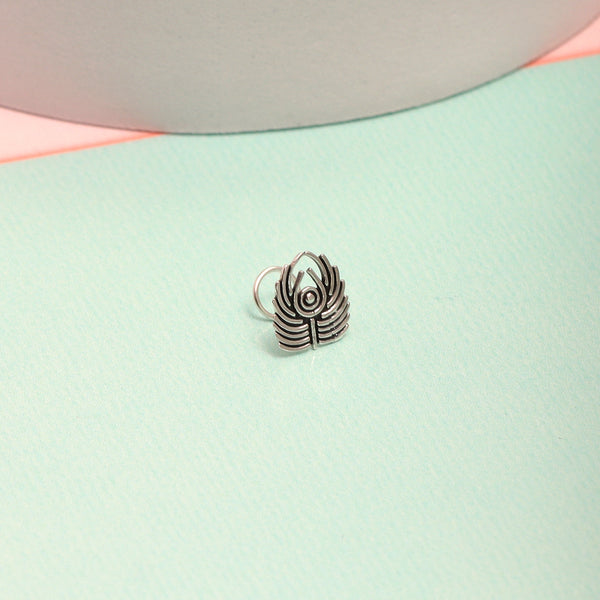 925 Sterling Silver Antique Peacock Feather Nose Pin for Women