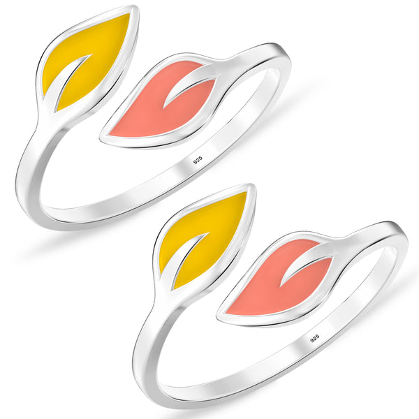 925 Sterling Silver Leaf Design Toe Rings for Women