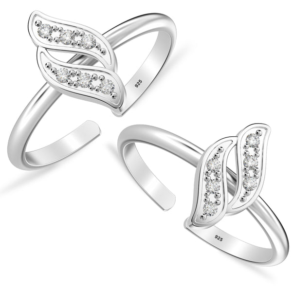 925 Sterling Silver Multi CZ Toe Ring for Women