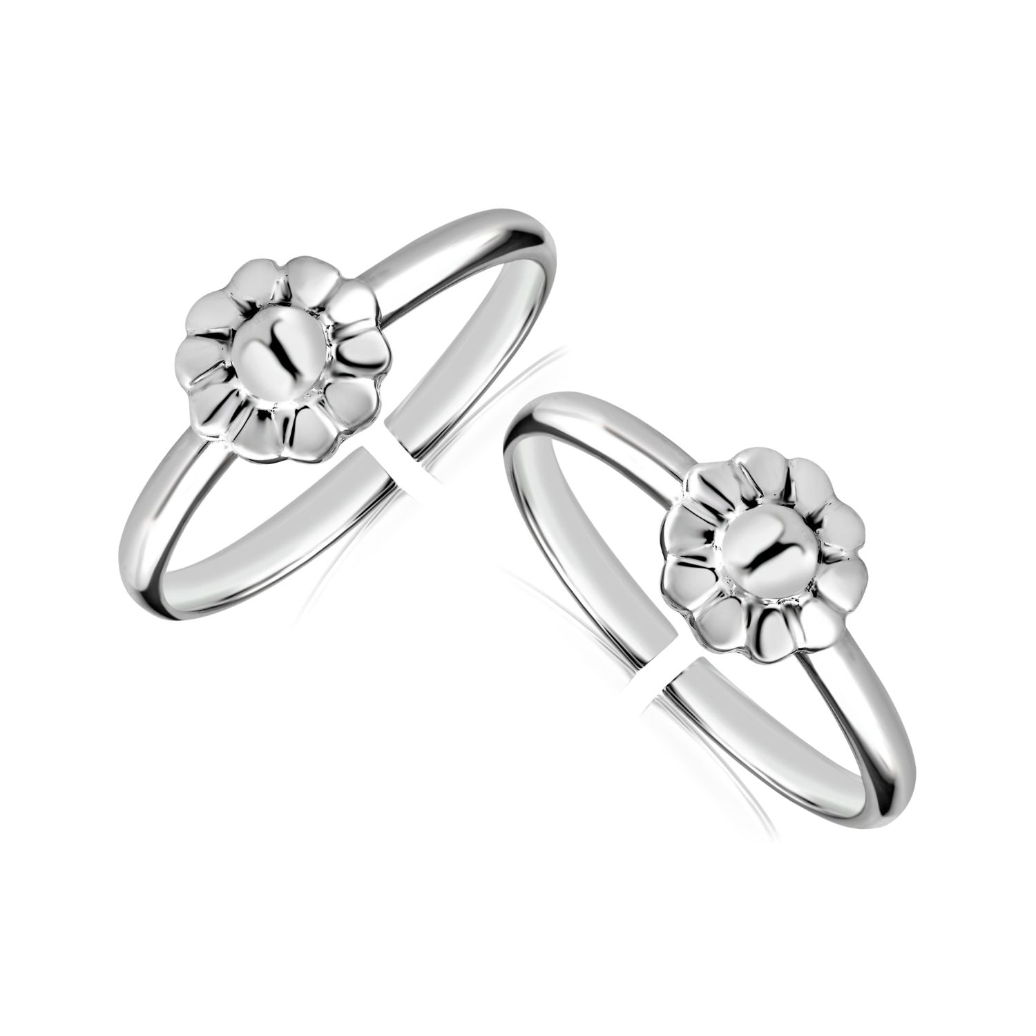 Reffeer 925 Sterling Silver Flower Cuff Stud Earrings - Half Hoop Huggie Wrap Earrings For Women & Teens
