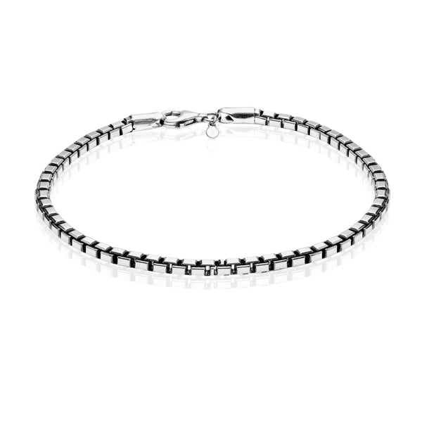 925 Sterling Silver Italian Box Chain Bracelet for Man and Women