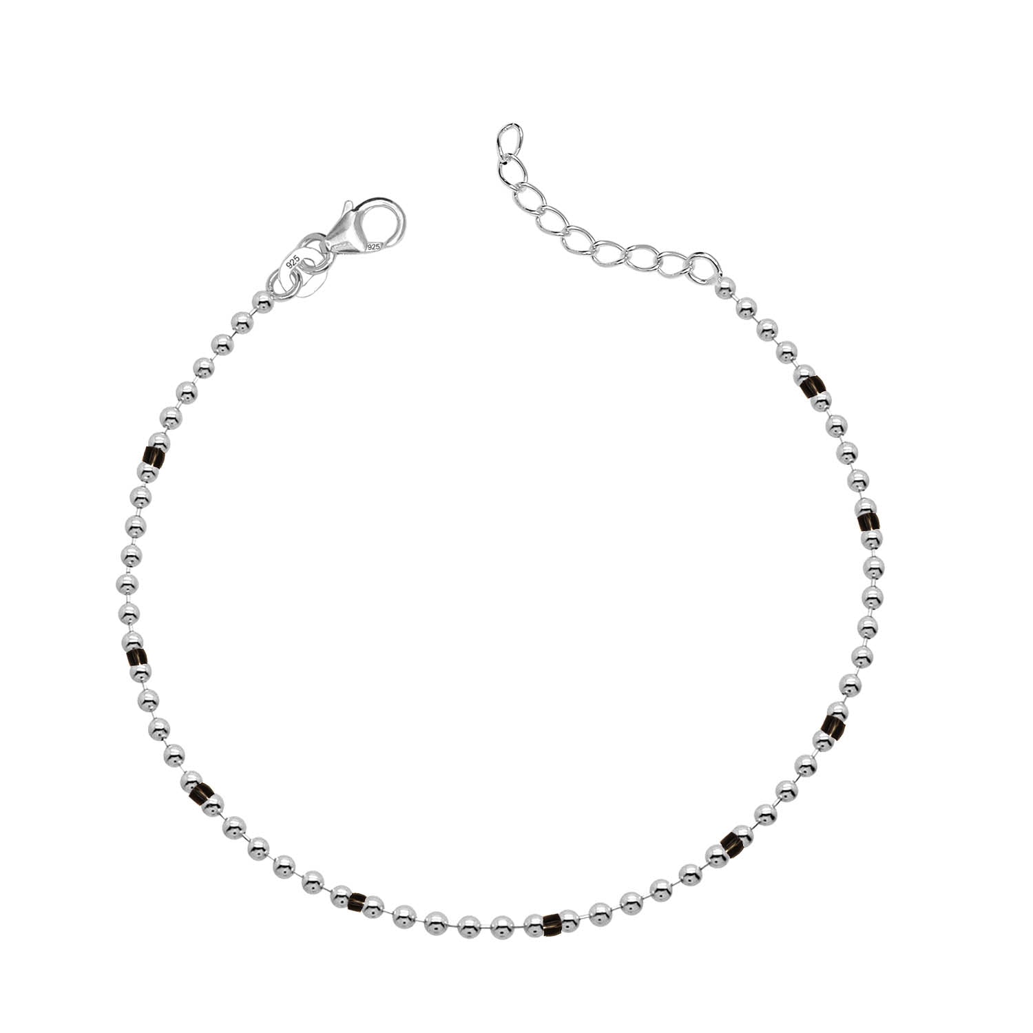 925 Sterling Silver Adjustable Round Bead Ball Bracelet for Women