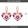 925 Sterling Silver Diamond-Cut Filigree Heart Shaped Enamel Drop Dangle Earrings For Women