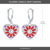 925 Sterling Silver Diamond-Cut Filigree Heart Enamel Drop Dangle Earrings For Women