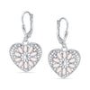 925 Sterling Silver Diamond-Cut Filigree Heart Enamel Drop Dangle Earrings For Women