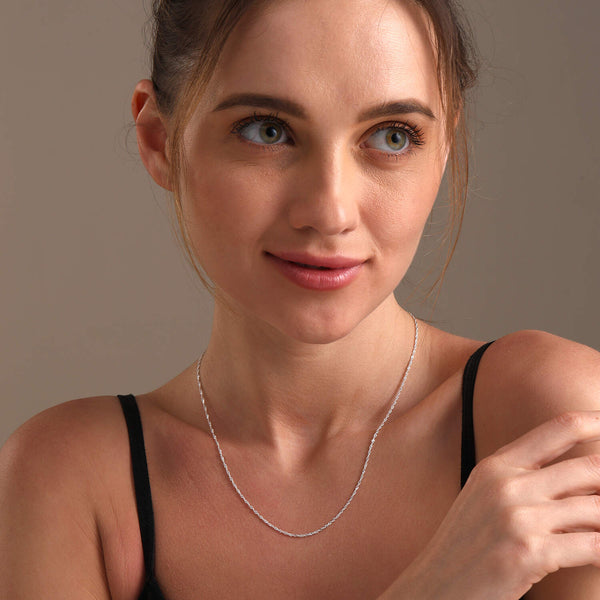 925 Sterling Silver Italian Singapore-Chain Necklace for Women