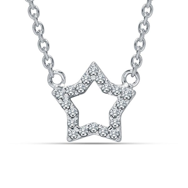 925 Sterling Silver CZ Open Star Pendant Necklace for 14 to 16 Years Children | Gifts for Kids