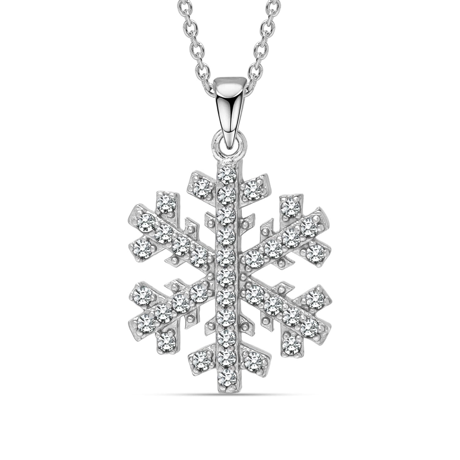 925 Sterling Silver CZ Snowflake Pendant Necklace for 14 to 16 Years Children | Gifts for Kids
