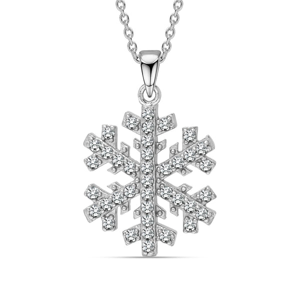 925 Sterling Silver CZ Snowflake Pendant Necklace for 14 to 16 Years Children | Gifts for Kids
