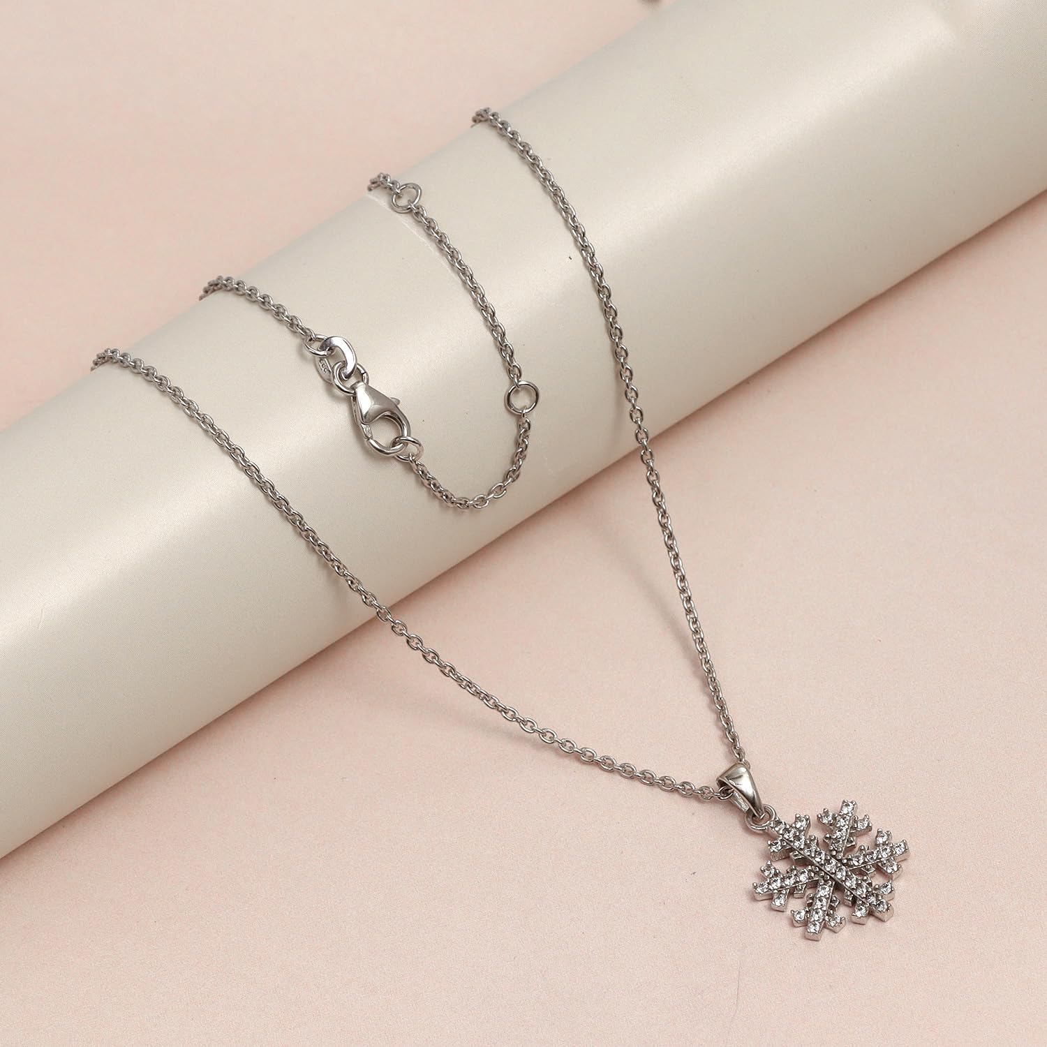 925 Sterling Silver CZ Snowflake Pendant Necklace for 14 to 16 Years Children | Gifts for Kids