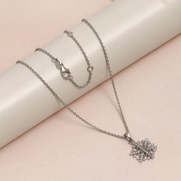 925 Sterling Silver CZ Snowflake Pendant Necklace for 14 to 16 Years Children | Gifts for Kids