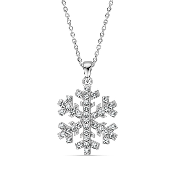 925 Sterling Silver CZ Snowflake Pendant Necklace for 14 to 16 Years Children | Gifts for Kids