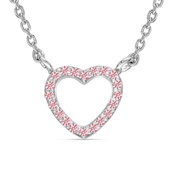 925 Sterling Silver Rhodium-Plated Pave Cubic Zirconia Heart Pendant Necklaces for 14 to 16 Years Children | Gifts for Kids