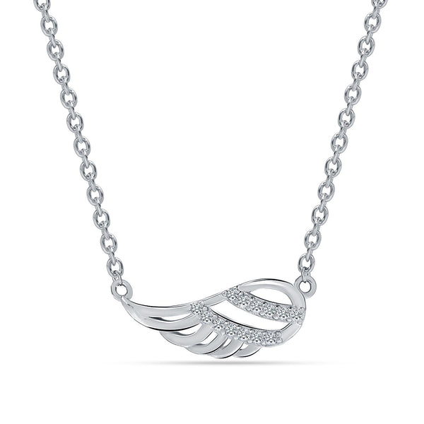 925 Sterling Silver Rhodium-Plated CZ Angel Wing Necklace for 14 to 16 Years Children | Gifts for Kids
