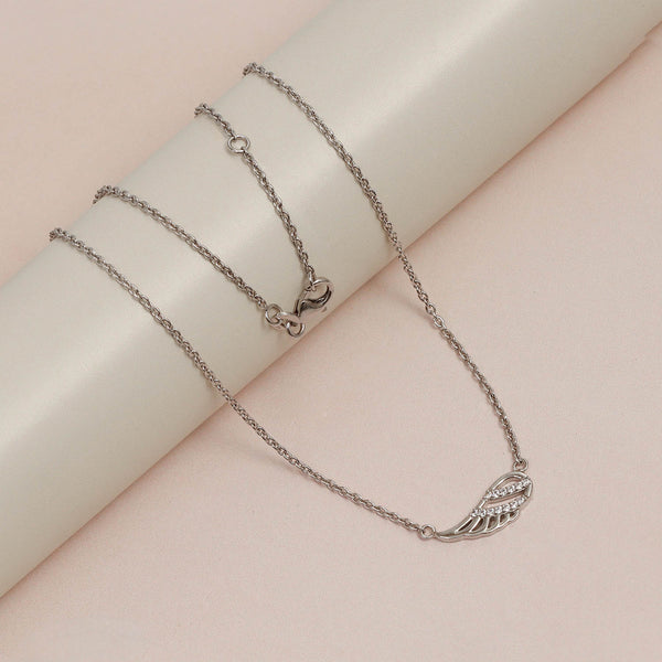 925 Sterling Silver Rhodium-Plated CZ Angel Wing Necklace for 14 to 16 Years Children | Gifts for Kids