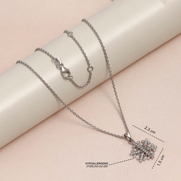 925 Sterling Silver CZ Snowflake Pendant Necklace for 14 to 16 Years Children | Gifts for Kids