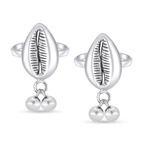 925 Sterling Silver Antique Boho Style Beach Shell Cowrie Toe Ring for Women