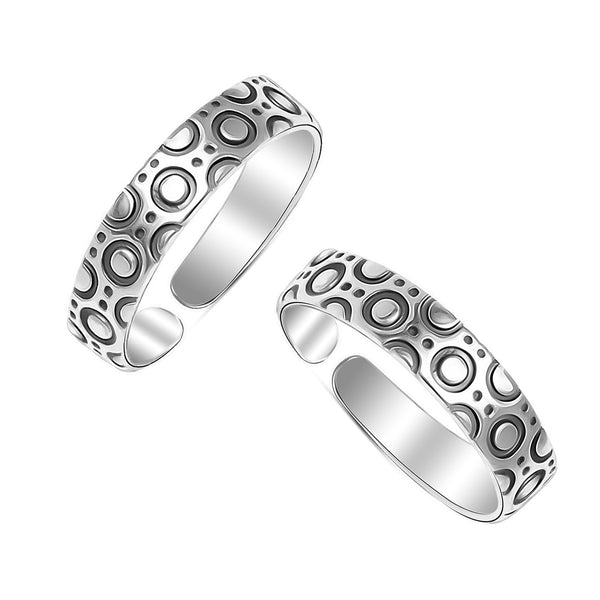925 Sterling Silver 3D Circle Design Adjustable Toe Rings for Women