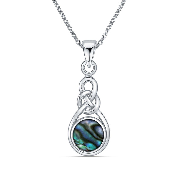 925 Sterling Silver Good Luck Abalone Shell Irish Celtic Knot Birthstone Pendant Necklace for Women