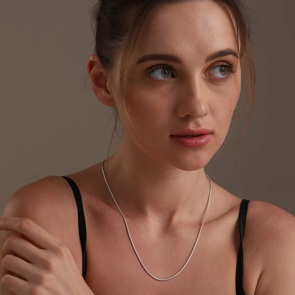 925 Sterling Silver Italian Adjustable Snake Chain Necklace for Women 61 CM