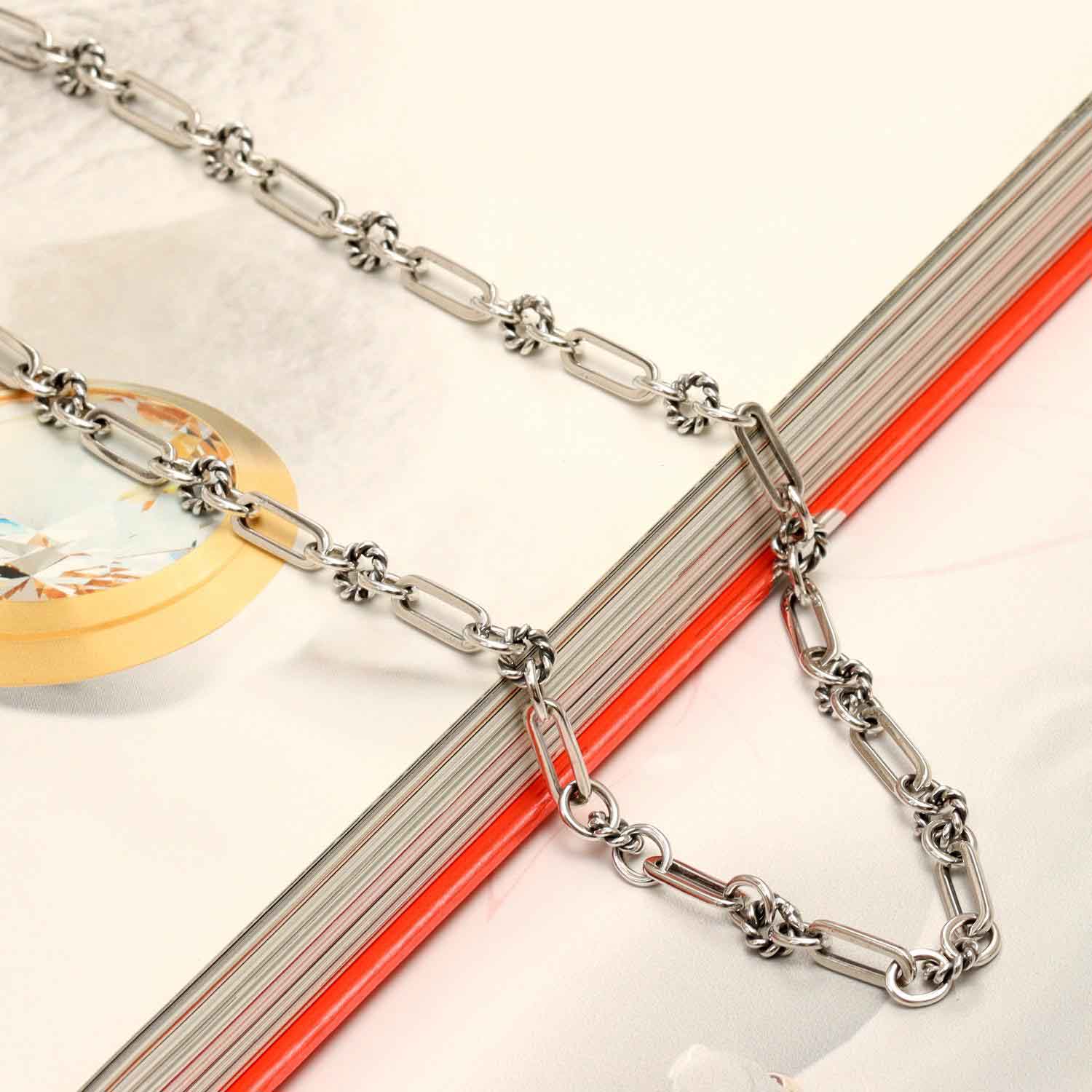 925 Sterling Silver Antique PaperClip Link Chain for Women