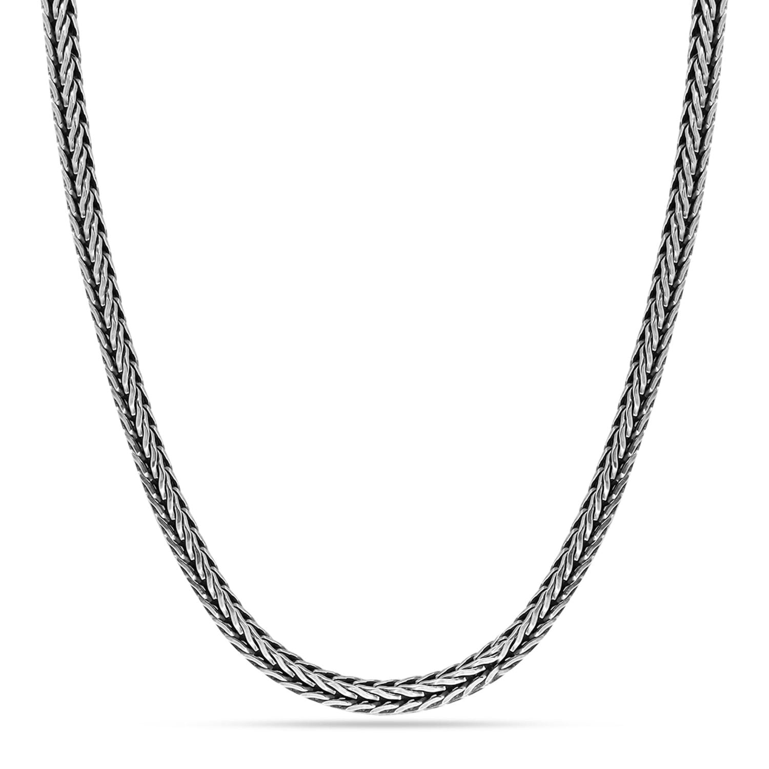 925 Sterling Silver Italian Design Antique Foxtail Chain Necklace Vintage for Men