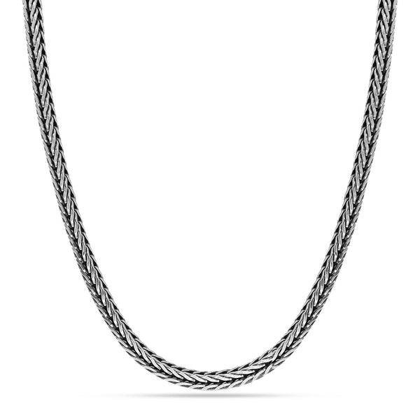 925 Sterling Silver Italian Design Antique Foxtail Chain Necklace Vintage for Women