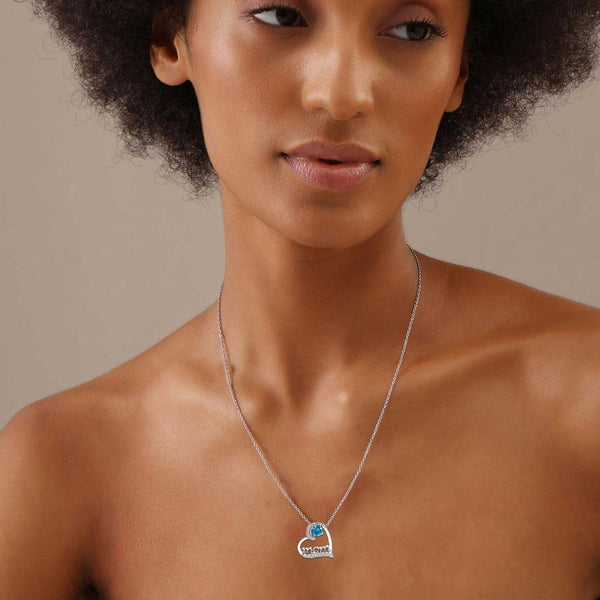 925 Sterling Silver Mom Love Heart Birthstone Pendant Necklace With Premium Mother's Day Gift Box for Women