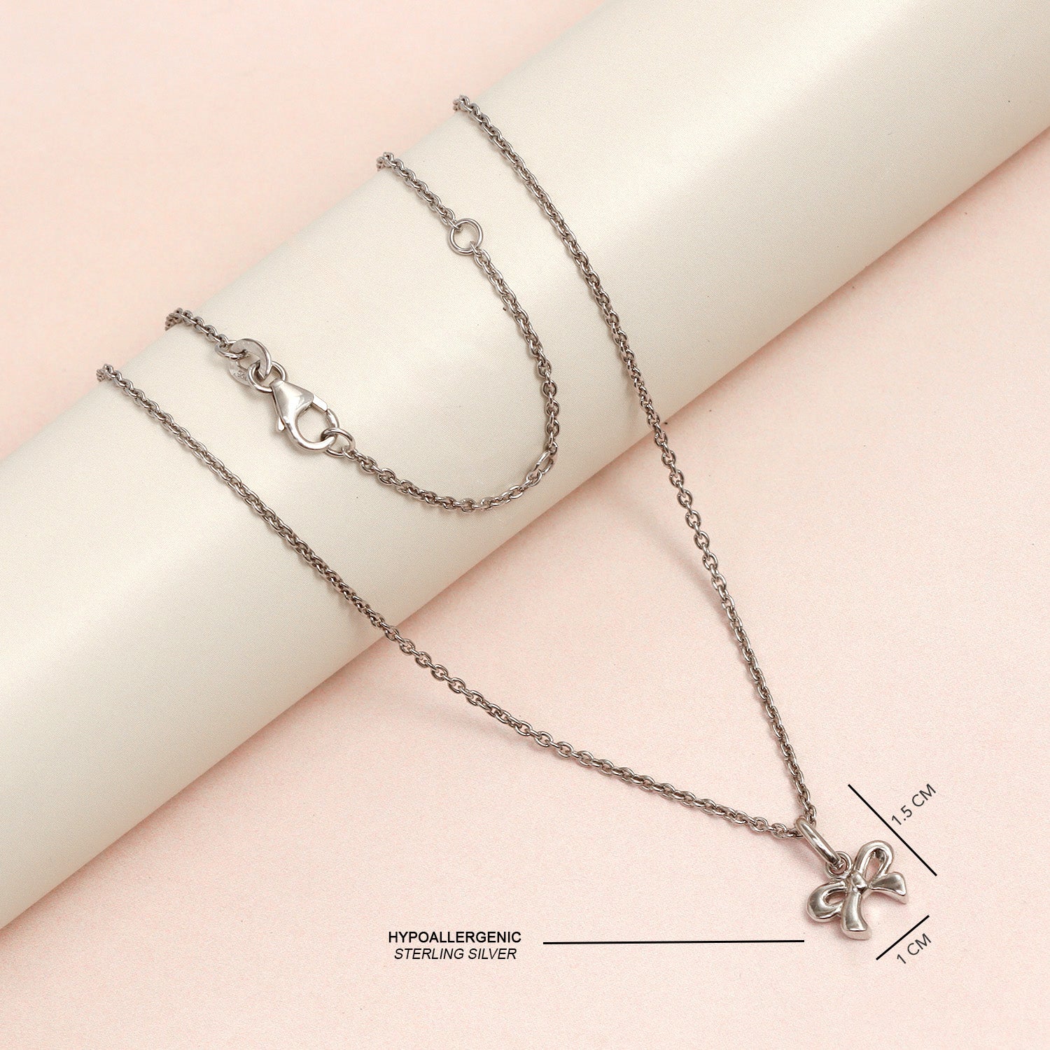 925 Sterling Silver Bowknot Pendant Necklace for 12 to 16 Years Children | Gifts for Kids