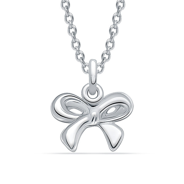 925 Sterling Silver Bowknot Pendant Necklace for 12 to 16 Years Children | Gifts for Kids