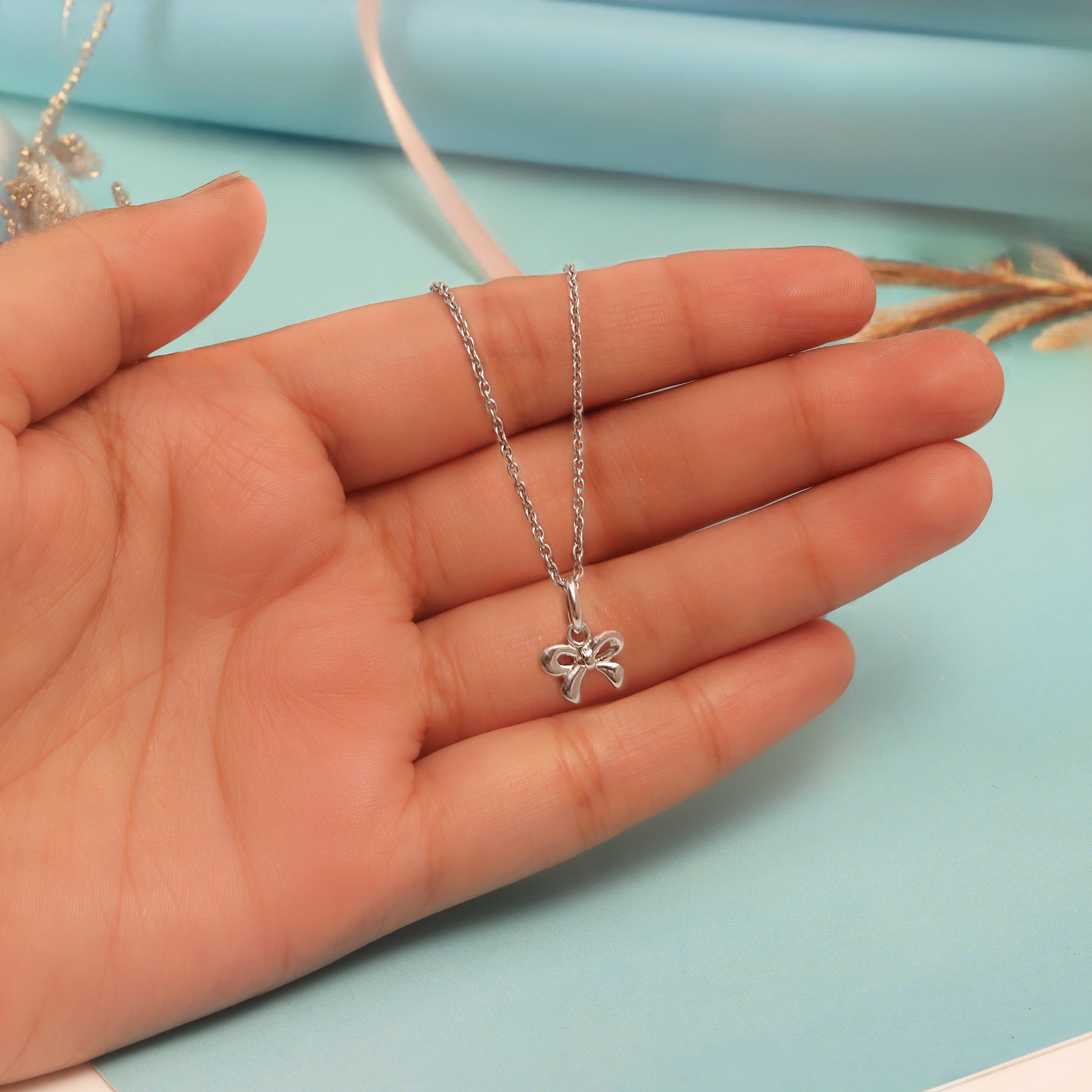 925 Sterling Silver Bowknot Pendant Necklace for 12 to 16 Years Children | Gifts for Kids