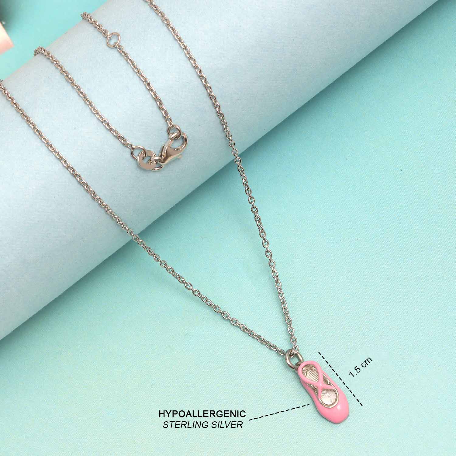 925 Sterling Silver Ballet Slippers Shoes Necklace Gift for 12 to 16 Years Kids Girl