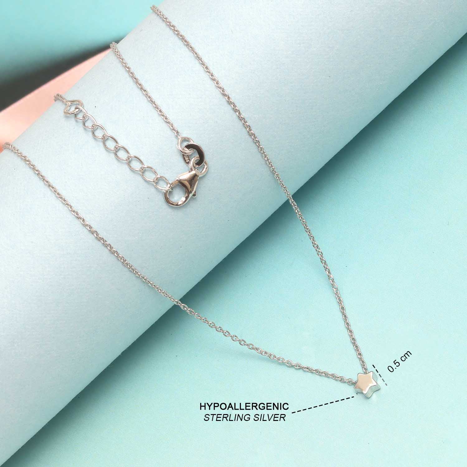 925 Sterling Silver Tiny Puffed Star Necklace for 12 to 16 Years Children | Gifts for Kids