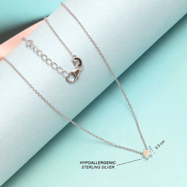 925 Sterling Silver Tiny Puffed Star Necklace for 12 to 16 Years Children | Gifts for Kids