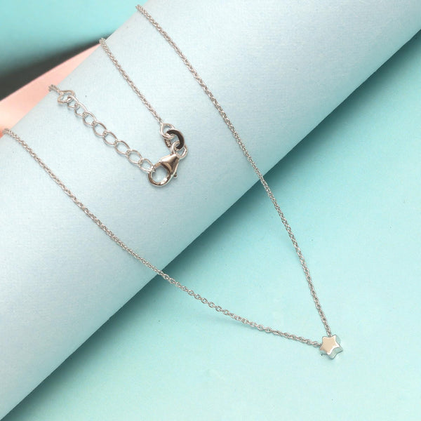 925 Sterling Silver Tiny Puffed Star Necklace for 12 to 16 Years Children | Gifts for Kids