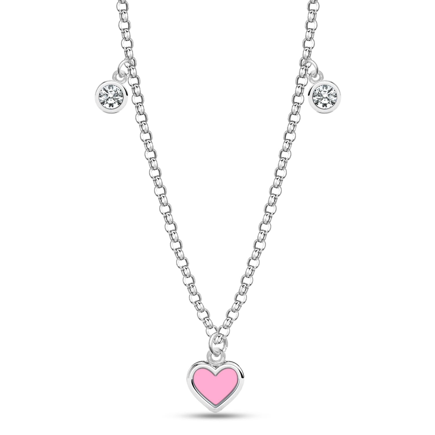 925 Sterling Silver CZ Charms Heart Necklace for 12 to 16 Years Children | Gifts for Kids