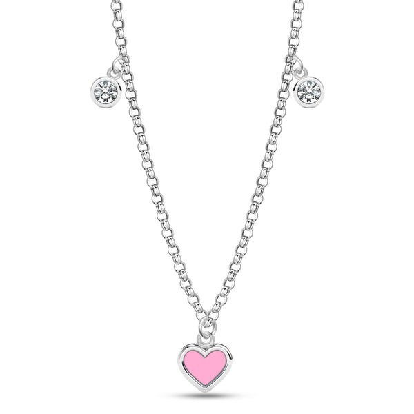 925 Sterling Silver CZ Charms Heart Necklace for 12 to 16 Years Children | Gifts for Kids