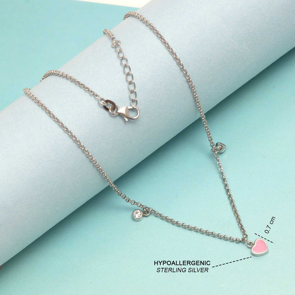 925 Sterling Silver CZ Charms Heart Necklace for 12 to 16 Years Children | Gifts for Kids