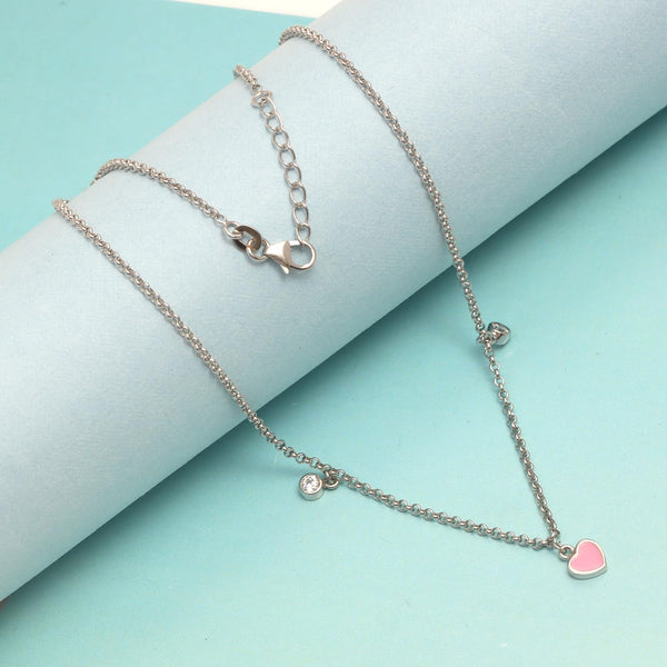 925 Sterling Silver CZ Charms Heart Necklace for 12 to 16 Years Children | Gifts for Kids