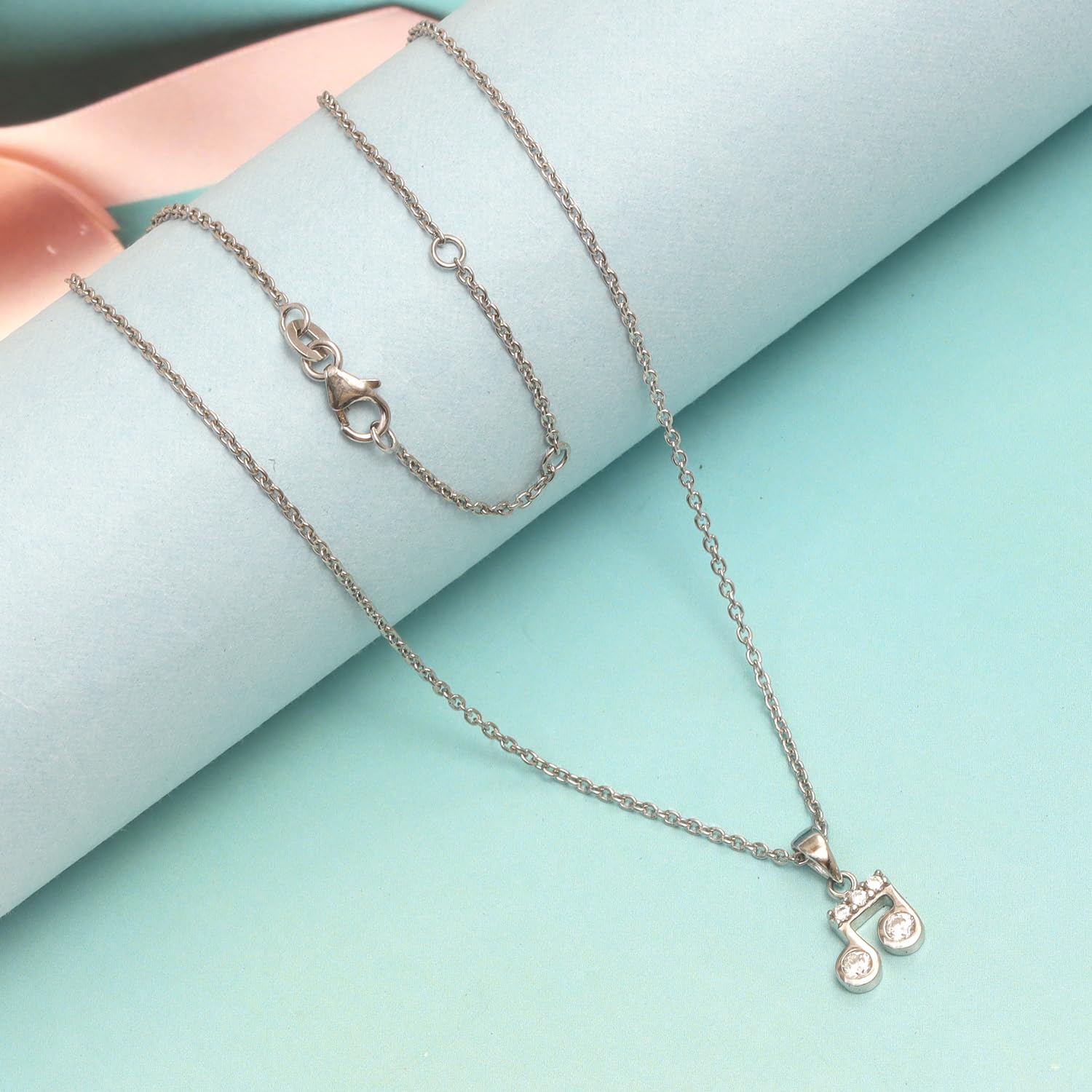 925 Sterling Silver Zirconia Musical Note Necklace for 12 to 16 Years Children | Gifts for Kids